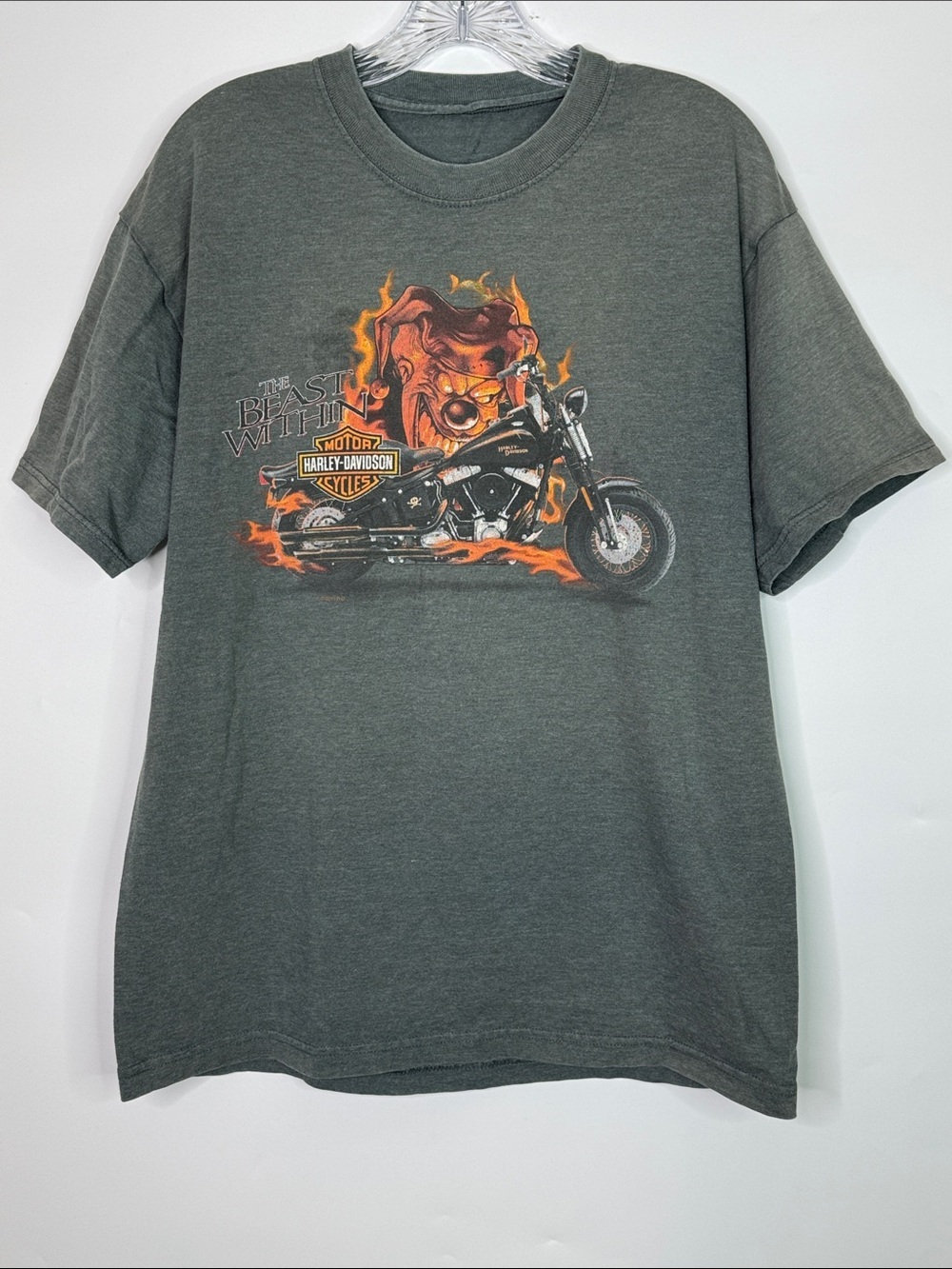 Vintage Harley Davidson The Beast Within Mankato, Mn Gray Tshirt Size Large